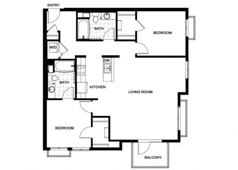 Floor plan for 2 beds, 2 baths, 1220 sqft